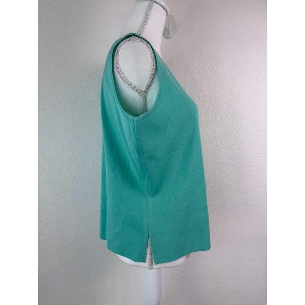 Ming Wang‎ women's size large seafoam green scoop neck knit tank top casual - Picture 3 of 7